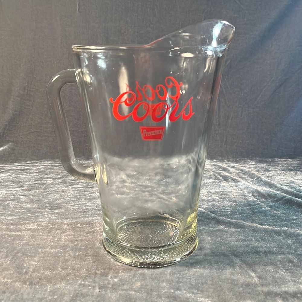 Coors Clear Glass Pitcher with Red Logo